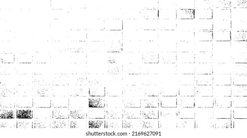 Textura rígida e irregular compuesta de elementos geométricos monocromos. Superponer el fondo gris angustiado. Ilustración del vector abstracto. Aislado sobre fondo blanco. EPS10