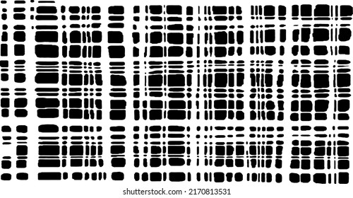 Textura rígida e irregular compuesta de elementos geométricos monocromos. Superponer el fondo gris angustiado. Ilustración del vector abstracto. Aislado sobre fondo blanco. EPS10