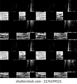 Rough, irregular texture composed of monochrome geometric elements. Overlay distressed grunge background. Abstract vector illustration. Isolated on white background. EPS10