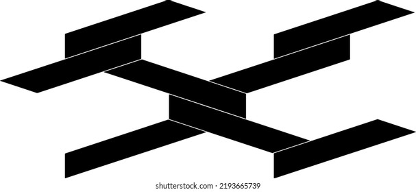 Reiche, unregelmäßige Textur aus monochromen geometrischen Elementen. Overlay bedrückter brüchiger Hintergrund. Abstrakte Vektorgrafik. Einzeln auf weißem Hintergrund. EPS10