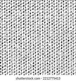Rough, irregular texture composed of monochrome geometric elements. Overlay distressed grunge background. Abstract vector illustration. Isolated on white background. EPS10