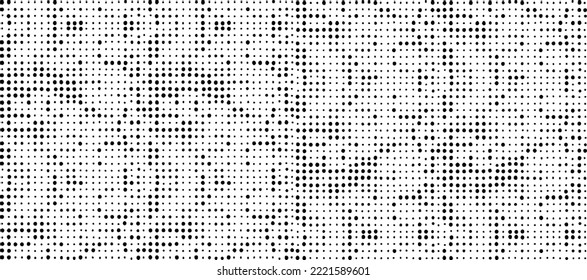 Reiche, unregelmäßige Textur aus monochromen geometrischen Elementen. Overlay bedrückter brüchiger Hintergrund. Abstrakte Vektorgrafik. Einzeln auf weißem Hintergrund. EPS10