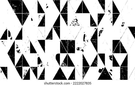 Rough, irregular texture composed of monochrome geometric elements. Overlay distressed grunge background. Abstract vector illustration. Isolated on white background. EPS10