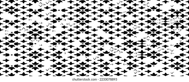 Textura rígida e irregular compuesta de elementos geométricos monocromos. Superponer el fondo gris angustiado. Ilustración del vector abstracto. Aislado sobre fondo blanco. EPS10