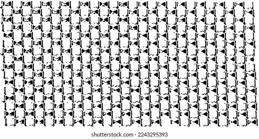 Rough, irregular texture composed of monochrome geometric elements. Overlay distressed grunge background. Abstract vector illustration. Isolated on white background. EPS10