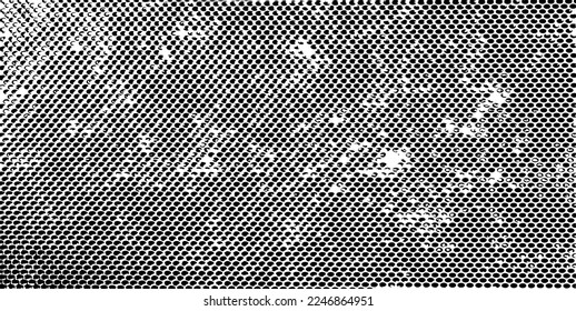 Rough, irregular texture composed of monochrome geometric elements. Overlay distressed grunge background. Abstract vector illustration. Isolated on white background. EPS10