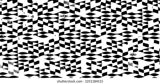 Textura rígida e irregular compuesta de elementos geométricos monocromos. Superponer el fondo gris angustiado. Ilustración del vector abstracto. Aislado sobre fondo blanco. EPS10