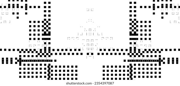 Rough, irregular texture composed of monochrome geometric elements. Overlay distressed grunge background. Abstract vector illustration. Isolated on white background. EPS10
