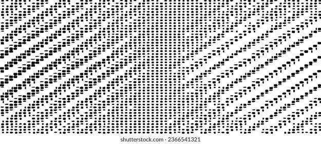 Rough, irregular texture composed of monochrome geometric elements. Overlay distressed grunge background. Abstract vector illustration. Isolated on white background. EPS10