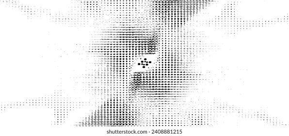 Rough, irregular texture composed of monochrome geometric elements. Overlay distressed grunge background. Abstract vector illustration. Isolated on white background. EPS10