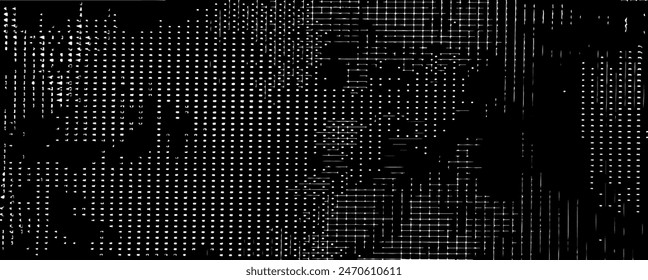 Rough, irregular texture composed of monochrome geometric elements. Overlay distressed grunge background. Abstract vector illustration. Isolated on white background. EPS10