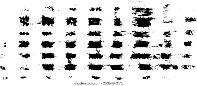 Grobe, unregelmäßige Textur aus monochromen geometrischen Elementen. Overlay bedrückten brüchigen Hintergrund. Abstrakte Vektorgrafik. Einzeln auf weißem Hintergrund. EPS10