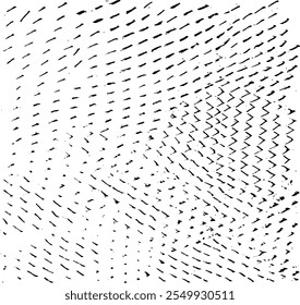 Textura rugosa e irregular compuesta por Elementos geométricos monocromáticos. Superponer fondo grunge afligido. Ilustración vectorial Abstractas. Aislado sobre fondo blanco. EPS10