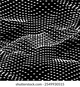 Grobe, unregelmäßige Textur aus monochromen geometrischen Elementen. Overlay bedrückten brüchigen Hintergrund. Abstrakte Vektorgrafik. Einzeln auf weißem Hintergrund. EPS10