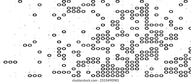 Rough, irregular texture composed of monochrome geometric elements. Overlay distressed grunge background. Abstract vector illustration. Isolated on white background. EPS10
