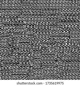 Rough jute or hemp fabric. Coarse cloth background. Graphics in black and white.