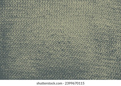 Rough knitted texture in olive khaki color. Vintage vector dark green textile pattern