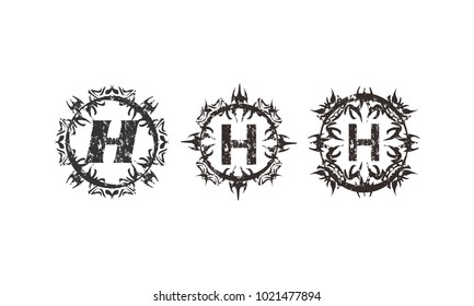 Rough Letter H Template Set