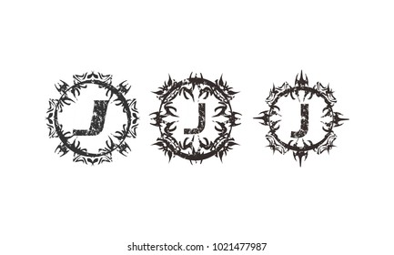 Rough Letter J Template Set