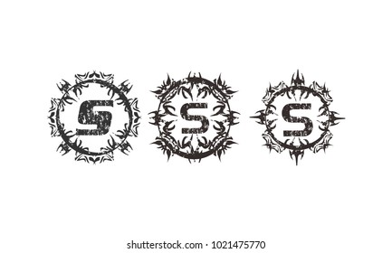 Rough Letter S Template Set