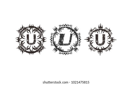 Rough Letter U Template Set