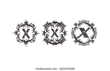 Rough Letter X Template Set