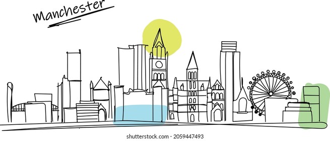 Its a rough line art vector of manchester,England