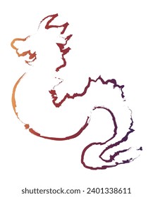 Rough line dragon silhouette illustration material