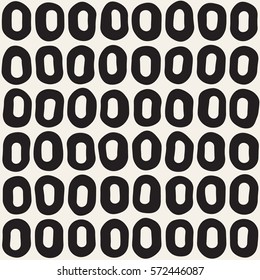 Rough Line Hand Drawn Circles. Vector Seamless Black and White Pattern. Stylish graphic texture.