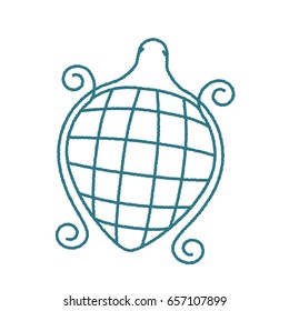 Rough line wire sea turtle with a checkered shell & spiral feet
