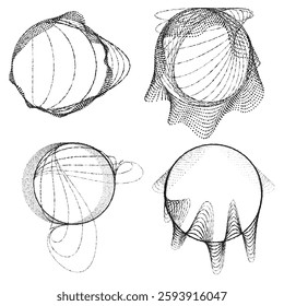 Rough lines in Circle Form . Rotate rounded shape Vector Illustration .Rotating circles form a ring.Rotating design element . Various circle lines forming round frame . Abstract Geometric line art .