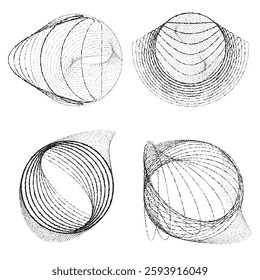 Rough lines in Circle Form . Rotate rounded shape Vector Illustration .Rotating circles form a ring.Rotating design element . Various circle lines forming round frame . Abstract Geometric line art .
