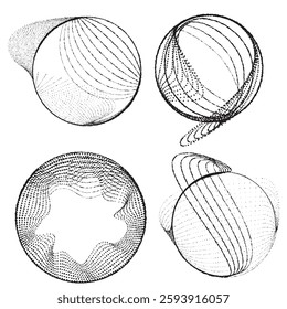 Rough lines in Circle Form . Rotate rounded shape Vector Illustration .Rotating circles form a ring.Rotating design element . Various circle lines forming round frame . Abstract Geometric line art .