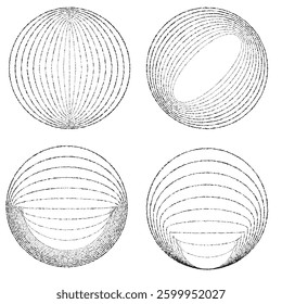 Rough lines in Circle Form . Rotate rounded shape Vector Illustration .Rotating circles form a ring.Rotating design element . Various circle lines forming round frame . Abstract Geometric line art .