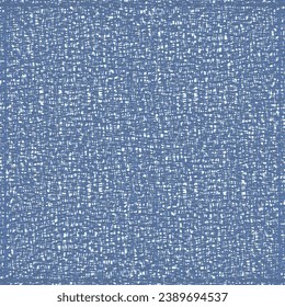 Rough mesh fabric texture. Coarse cloth. Flecked blue background made of irregularly woven threads. Vector seamless.