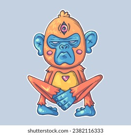Rough Monkey. Cartoon vector character. Trendy style. Vector illustration.