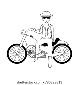rough motorcyclist with hat avatar character