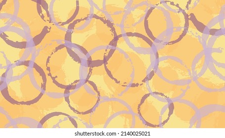 Impresión textil en un círculo pintado en bruto. Elementos de splotch circulares superpuestos vectores patrón sin fisuras. El círculo de textura de tinta marca el fondo textil.
