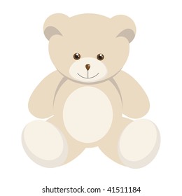 A rough, painterly child's teddy bear. Vector illustration.