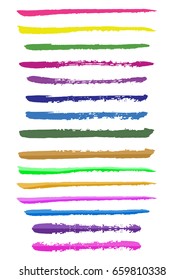 Rough pen line in various color include embossed style isolated on white