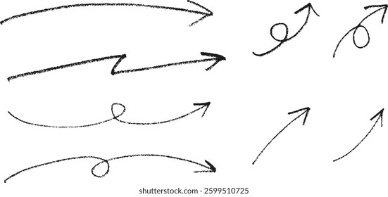 Rough pencil-drawn arrow set. Warm and simple hand-drawn design.