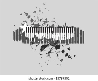 Rough Piano musical theme T-shirt design vector