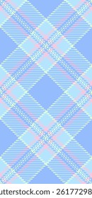 Rough plaid background fabric, editable tartan seamless check. Card vector pattern textile texture in light and blue colors palette.