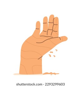 Rough, Raw, And Incomplete Wooden Sculpture of Human Hand or Palm Bears The Marks Of Maker's Chisel, Vector Illustration