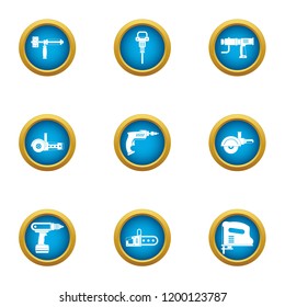 Rough repair icons set. Flat set of 9 rough repair vector icons for web isolated on white background