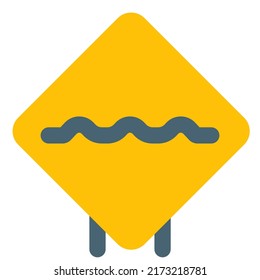 Rough road ahead with multiple bumps traffic board