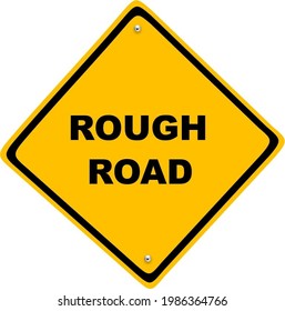 Rough road ahead yellow sign vector