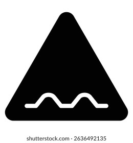 rough road icon Flat outline fill black and white