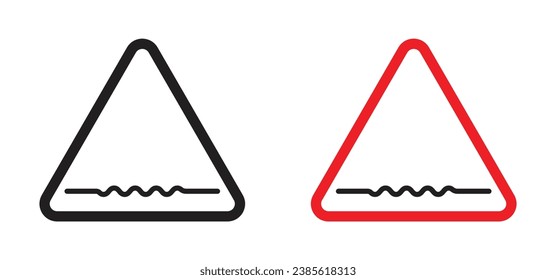 Rough road vector illustration set. Bump ahead sign for UI designs.