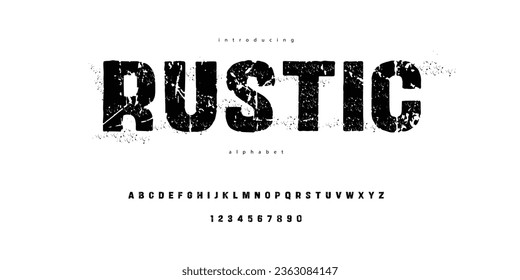Rough rustic font distressed alphabet textured Bold Typeface